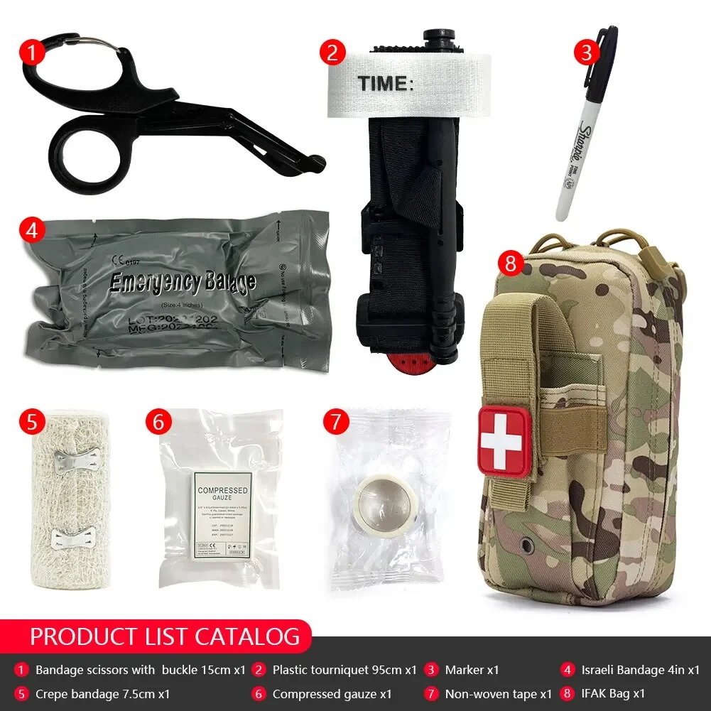 Kit táctico de primeros auxilios EMT bolsa con torniquete tijeras vendaje para emergencia IFAK Trauma Combat - imagen 2