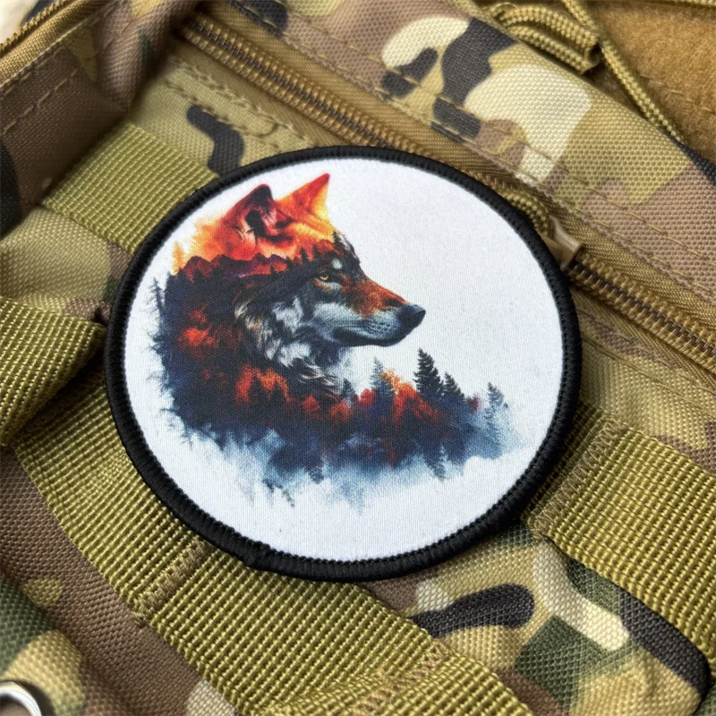 Parche táctico de lobo para ropa, brazalete impreso, insignia de moral, parches con gancho, pegatinas para mochila - imagen 2