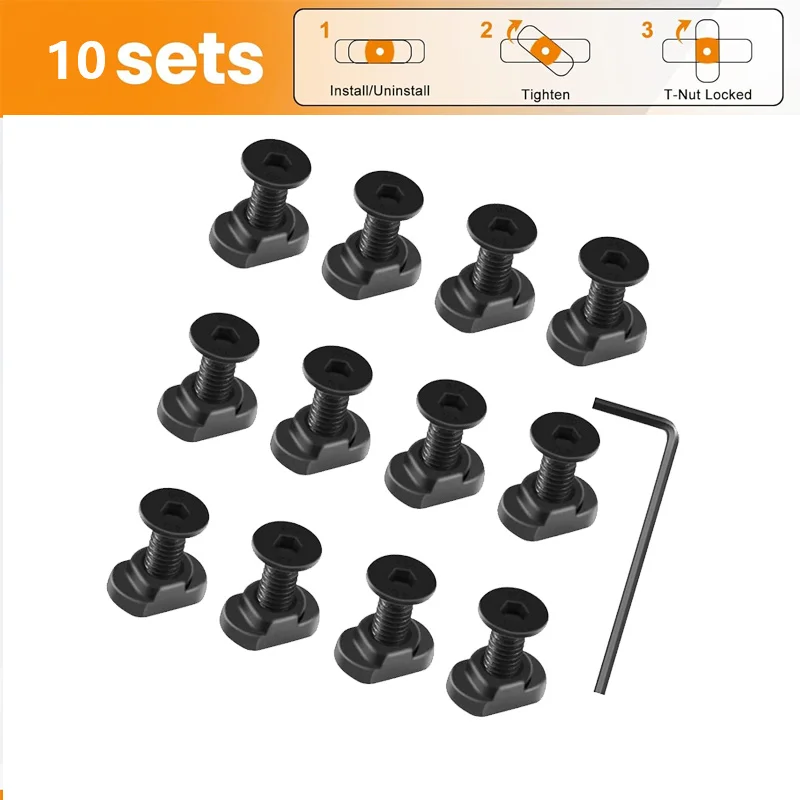 10 unids/set M-LOK tornillos y tuercas rieles de repuesto tornillos de tuerca en T para Secciones de riel de guardamanos MLOK caza, accesorios para pistola de juguete - imagen 2