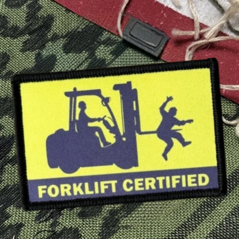 Parche de impresión certificado para montacargas, chaleco táctico, insignia de moral con gancho y bucle, pegatinas decorativas para mochila, parches para brazalete para ropa - imagen 2