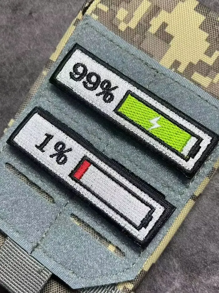 Parches de Velcro de potencia 99% 1% con personalidad bordada de carga para ropa, parche para mochila, zapatos deportivos de Anime, insignia de gancho y bucle - imagen 5