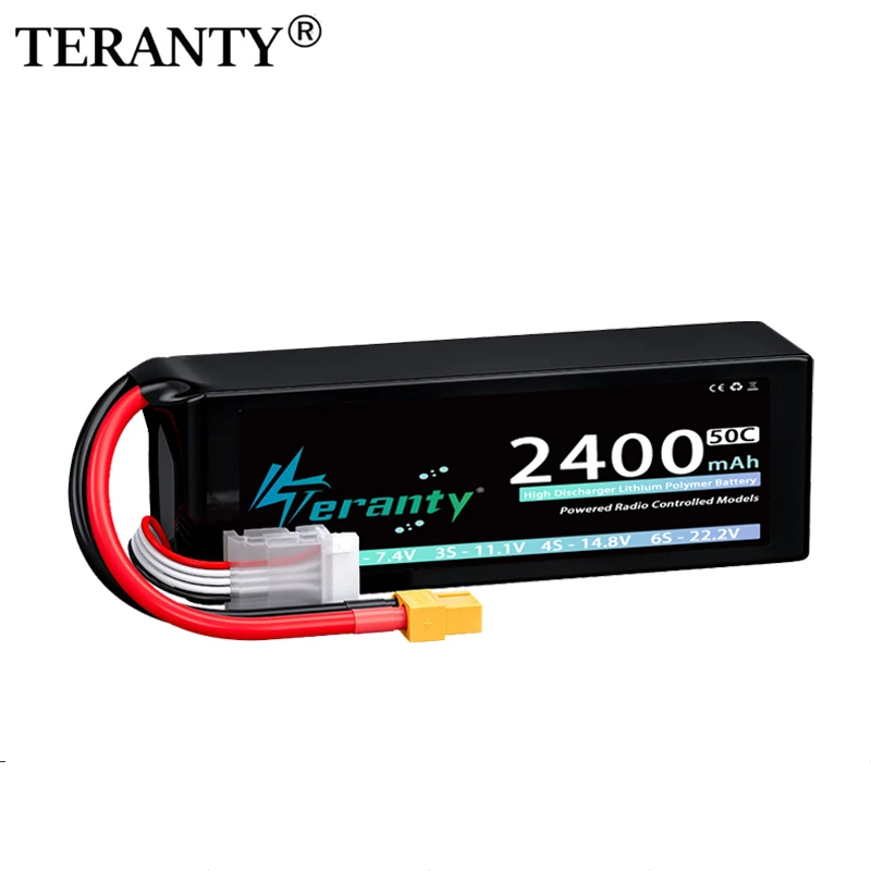 Teranty 4S 14,8 V 2400mAh 50C Lipo batería suave con enchufe T XT60 para RC coche barco RC FPV Drone helicópteros camiones RC batería