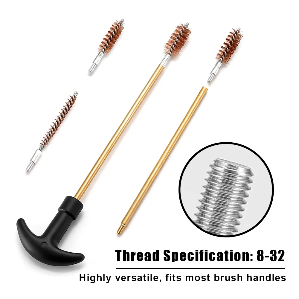 Kit de limpieza de pistola táctica, 36 Uds., juego de cepillos de limpieza para pistola de Rifle.22.357.38 9mm.40.45, cepillo de orificio y adaptador Jags de latón - imagen 3