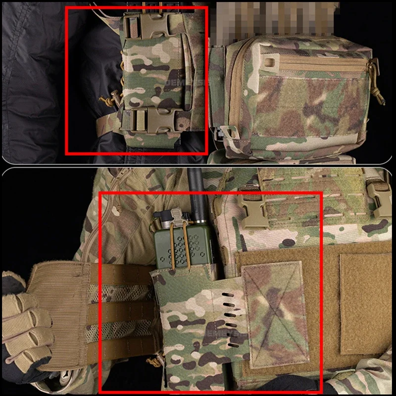 Chaleco táctico, bolsa de Radio, aparejo de pecho, bolsas laterales, soporte para Walkie Talkie, chaleco de caza para tiro al aire libre, paquete lateral de expansión - imagen 3
