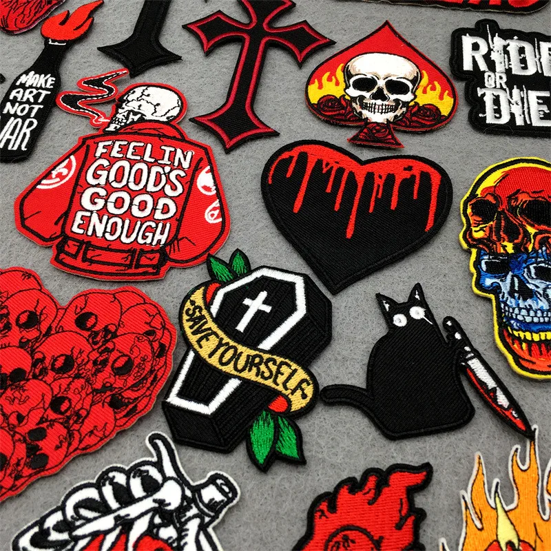 Parches bordados Punk no muertos para pegatinas de ropa, parches para planchar, parches de apliques Diy a rayas, pegatinas para ropa - imagen 3