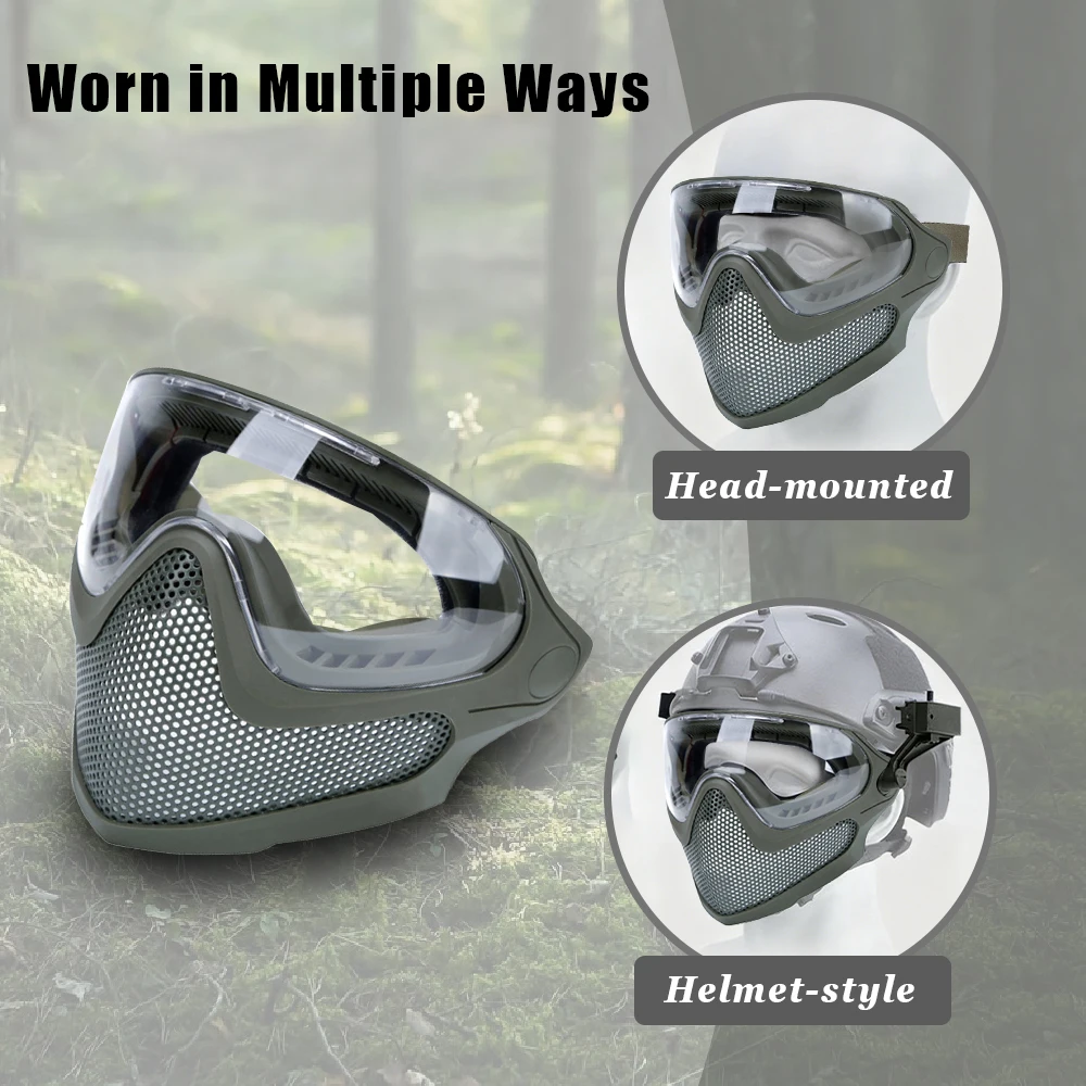 Máscara facial completa Airsoft con malla de acero, máscara protectora antiniebla para casco rápido, equipo de protección de Paintball, equipo Airsoft - imagen 2