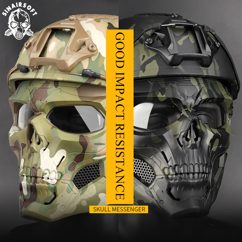 SINAIRSOFT-mascarilla táctica de Calavera, máscara militar de cara completa para Airsoft, accesorio para tiro, caza, ciclismo y Paintball - imagen 4