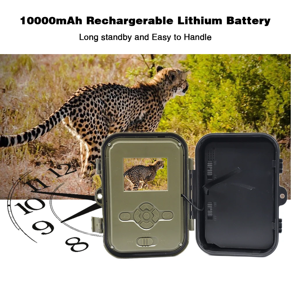 Cámara de rastreo impermeable con batería de litio 4K para exteriores, 10000mah, HD, 36MP, visión nocturna infrarroja, trampa activada por movimiento, cámara de juego - imagen 3