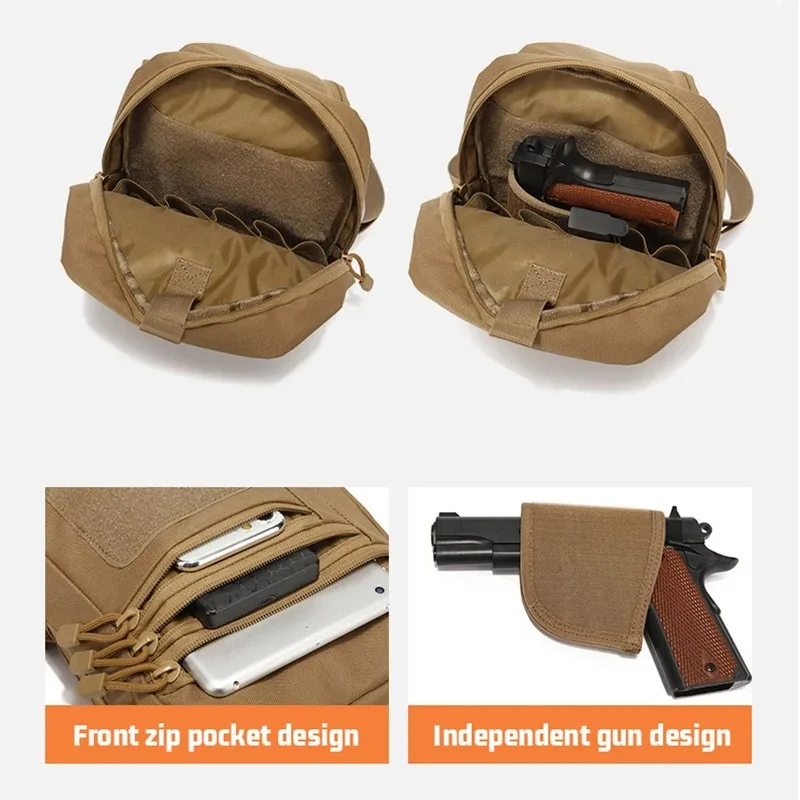 Bolsa de hombro táctica para el pecho, funda para pistola, bandolera de transporte oculta, mochila Convertible para caza y Camping - imagen 4