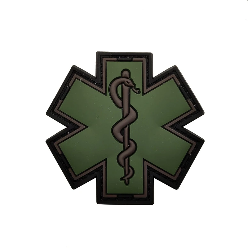 Parche de PVC con Gancho y Bucle de la Varita de Asclepio, Parches de Accesorios Médicos, Insignia Moral para Exteriores, Insignia Táctica para Ropa - imagen 3
