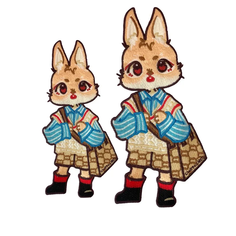 Parches bordados de conejo de dibujos animados grandes, apliques de ropa para coser, pegatinas decorativas de animales lindos en chaquetas, parche cosido en camiseta - imagen 2