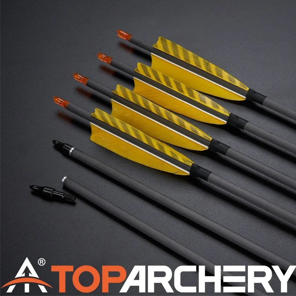 Toparchery Flechas de carbono para tiro con arco caza blanco Spine 400 - imagen 5