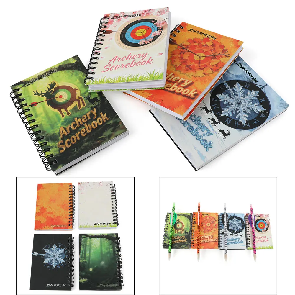 Libro de puntuación de tiro con arco, bolígrafo negro, 50 marcas de papel, cuaderno, libro de puntuación de competición, libro de puntuación de entrenamiento de tiro, libro de puntuación portátil