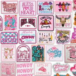 Parche termoadhesivo vaquero rosa bordado para coser y planchar