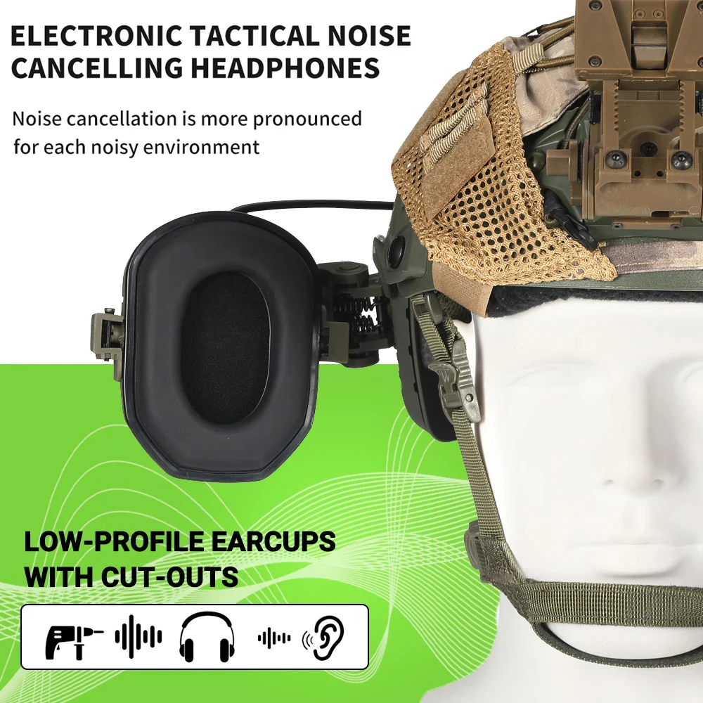 Orejeras con reducción de ruido para disparar Airsoft, casco táctico montado, Protector auditivo electrónico, auriculares con amplificación de sonido - imagen 5