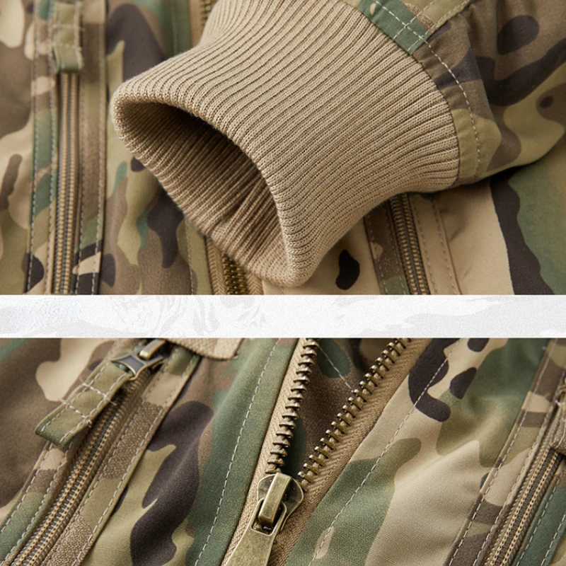 Chaqueta Bomber militar MA1 para hombre, abrigos tácticos sueltos, impermeables, múltiples bolsillos, cuello levantado, primavera y otoño - imagen 5