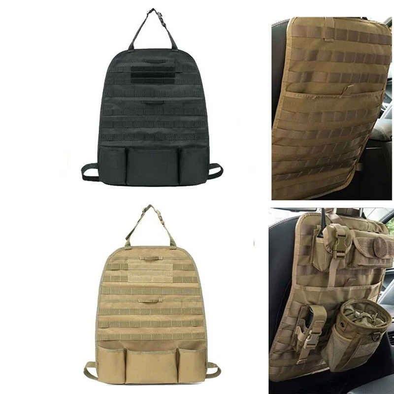 Organizador de asiento trasero de coche, Panel táctico MOLLE, funda de asiento Universal, bolsa de almacenamiento para conducción al aire libre