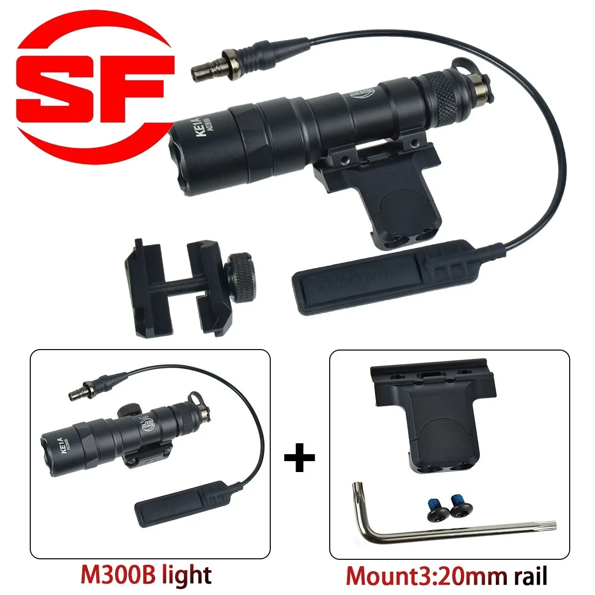 Linterna táctica Surefir M300/M600 de metal LED blanca para caza M-LOK - imagen 2