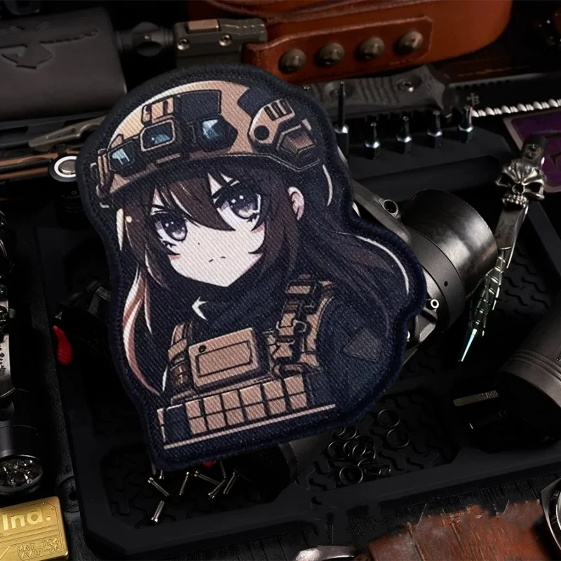 Parche táctico de moral de las fuerzas especiales de Chica de Anime, emblema de gancho y bucle impreso, insignia militar, brazalete de combate, pegatinas para mochila