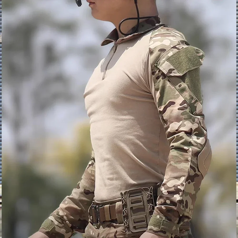 Trajes tácticos para hombre, ropa de Paintball Airsoft para exteriores, uniforme, camisa de combate para campo de tiro, camisa de camuflaje, rodilleras de carga, pantalones - imagen 5