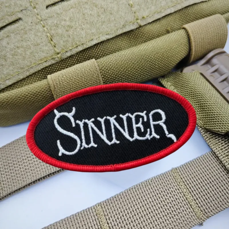 SINNER-Parche bordado de Jesucristo, insignia de moral con gancho y bucle táctico, pegatinas decorativas para mochila, parches para brazalete para ropa - imagen 2