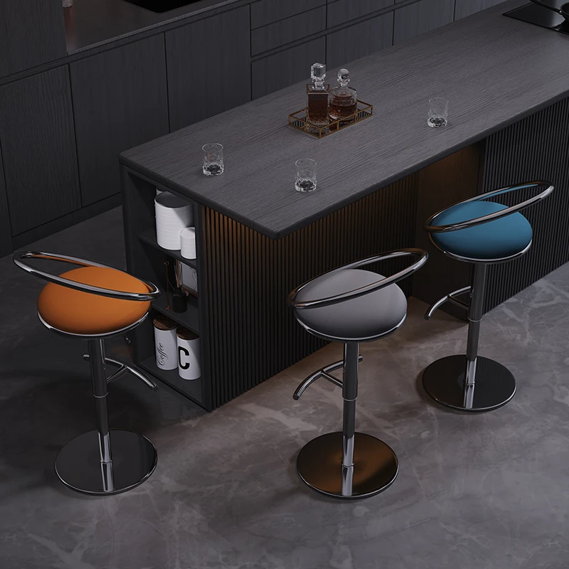 Silla de Bar de estilo de diseñador, asiento giratorio Simple y moderno de acero inoxidable, Banco de Bar, silla de isla para el hogar - imagen 2