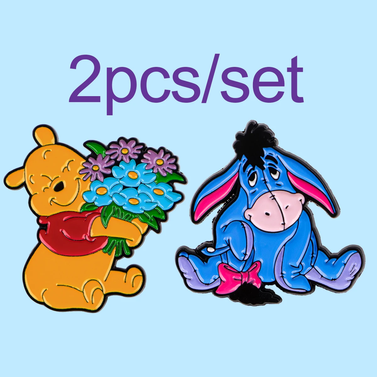 2 unids/set lindo oso esmalte Pins dibujos animados burro broche Metal solapa Pin insignia mochila accesorios joyería mejores regalos para Amiga