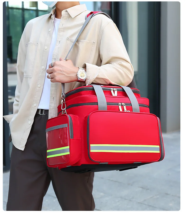 Bolsa médica de primeros auxilios para rescate de emergencia al aire libre, bolsa de gran capacidad, bolsas de viaje Oxford reflectantes impermeables vacías con múltiples bolsillos - imagen 5