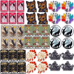 Parche bordado termoadhesivo gato y zorro tarot – Diseño animal misterioso