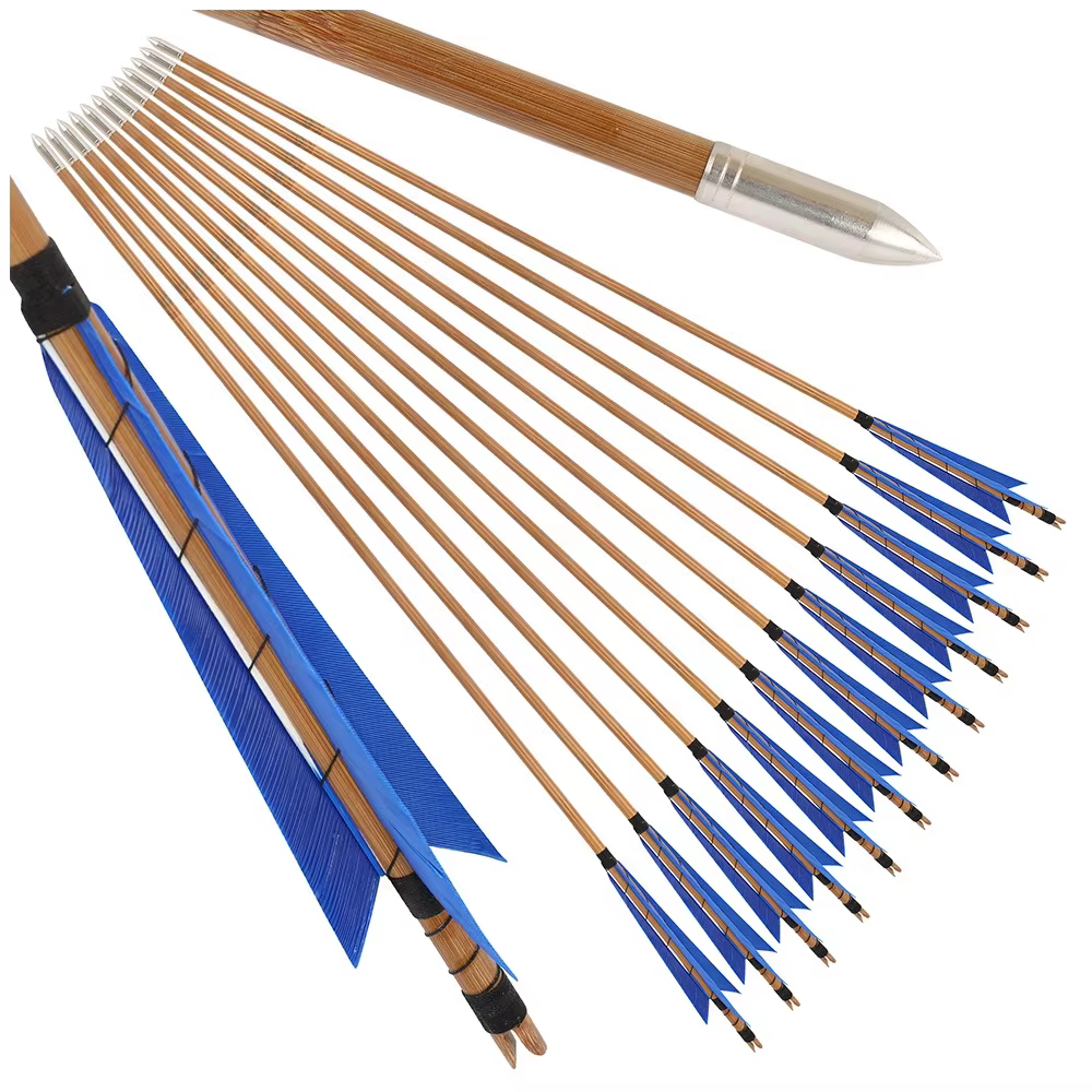 Flechas de bambú para arco recurvo con plumas naturales tiro al blanco