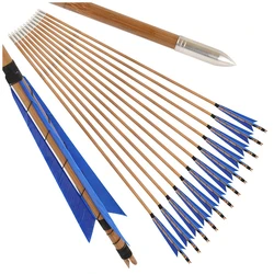 Flechas de bambú para arco recurvo con plumas naturales tiro al blanco
