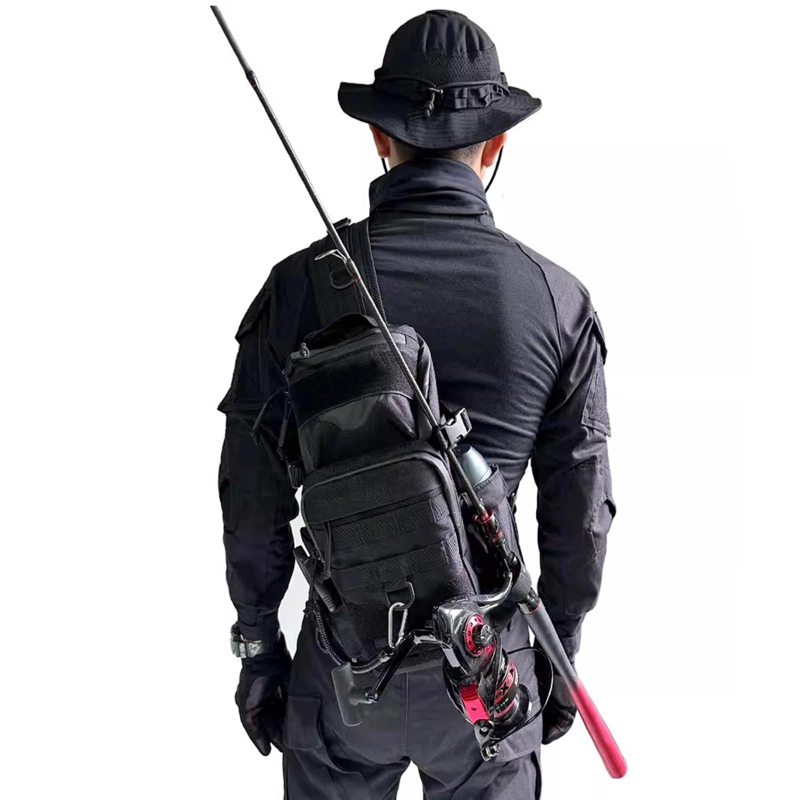 Bolsa de pecho táctica ajustable con cremallera lisa unisex aire libre