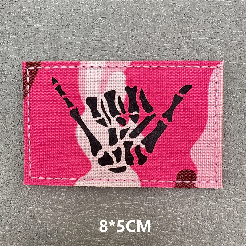 Parches tácticos reflectantes con calavera/bandera de Brasil, con cierre de gancho y bucle, insignia bordada de nailon duradera, fácil de colocar, 1 Uds. - imagen 5