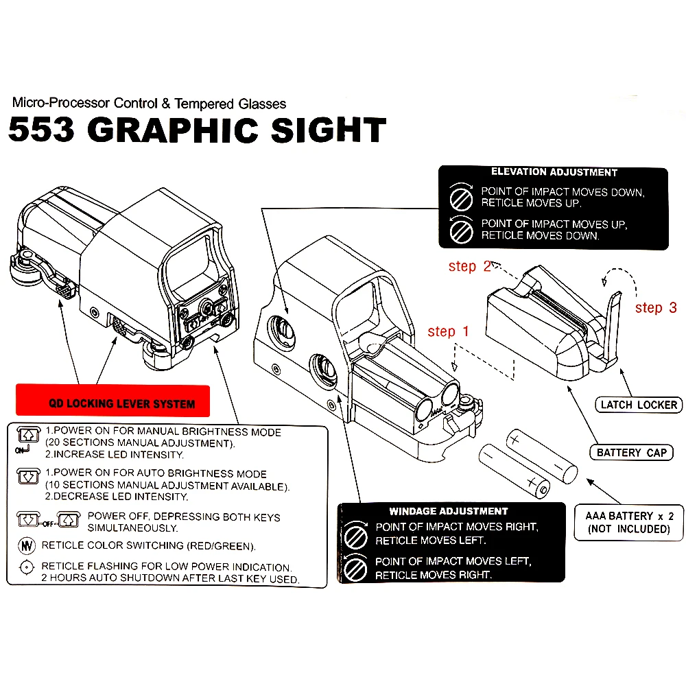 Versión SU231 PEQ MIL con brazos, montaje QD para Airsoft táctico, marcas completas, mira de punto rojo y verde, 553 - imagen 4