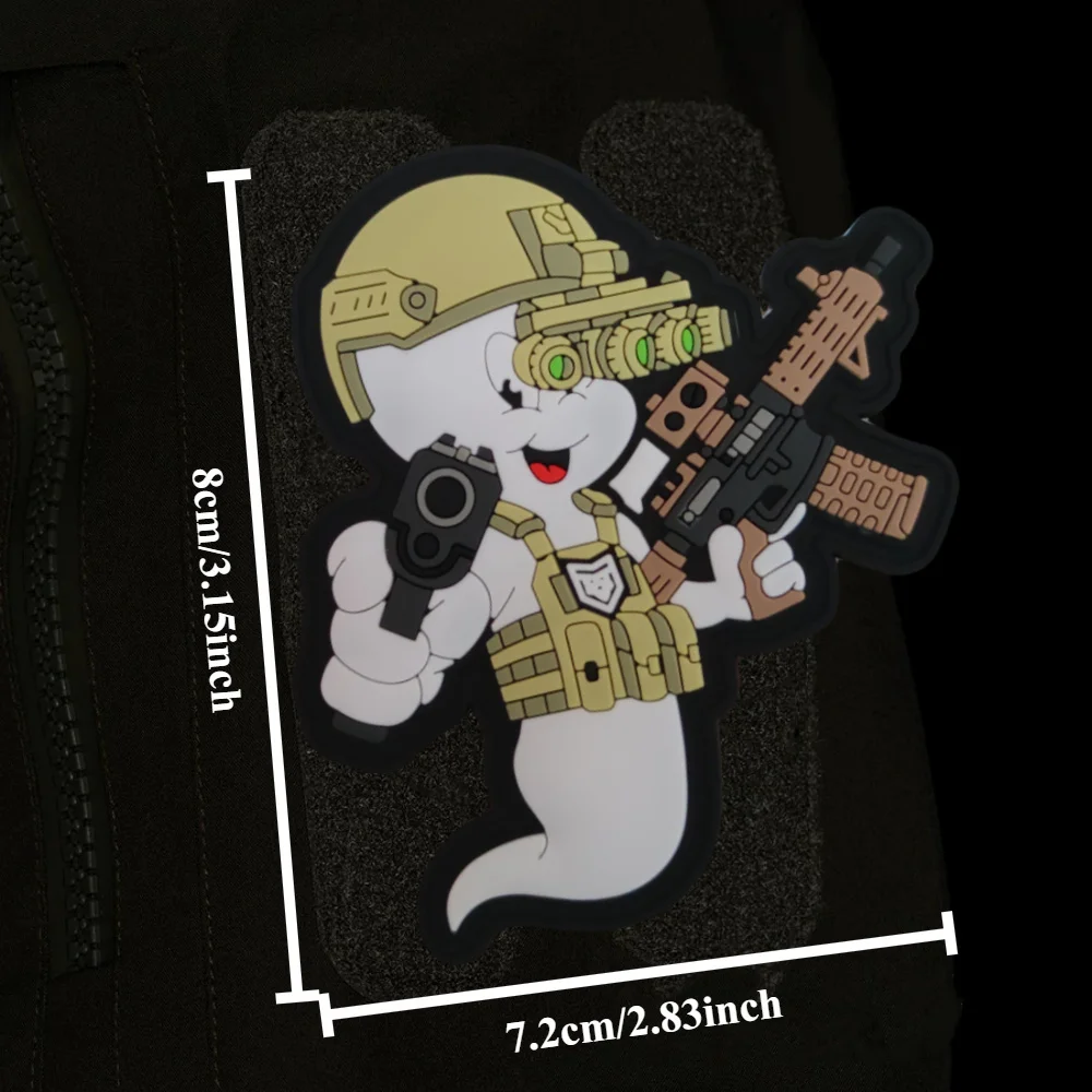 Casper con NODS parche táctico de PVC emblema de gancho y bucle insignia de moral militar brazalete Chevron ropa mochila pegatinas - imagen 3