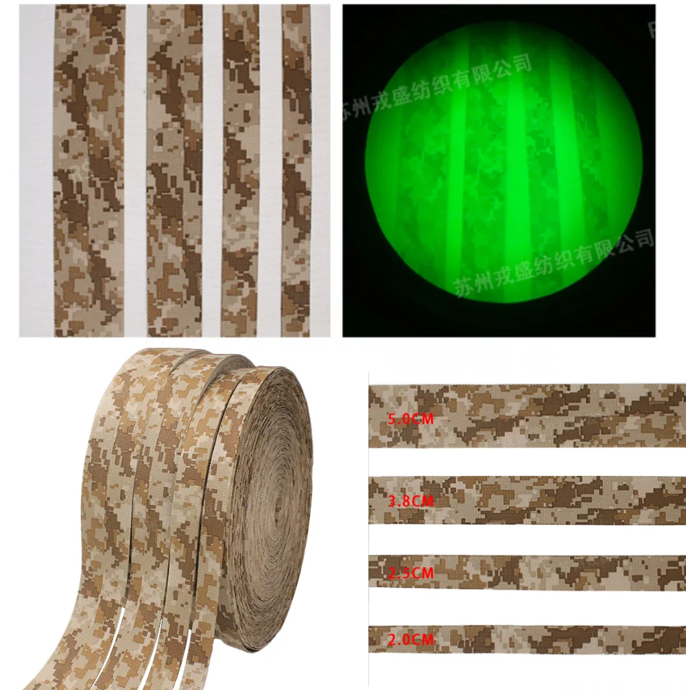 Correas estampadas de nailon de camuflaje AOR1, 2,5-5cm de ancho, retardantes de llama, antiinfrarrojos, correas para equipos tácticos DIY