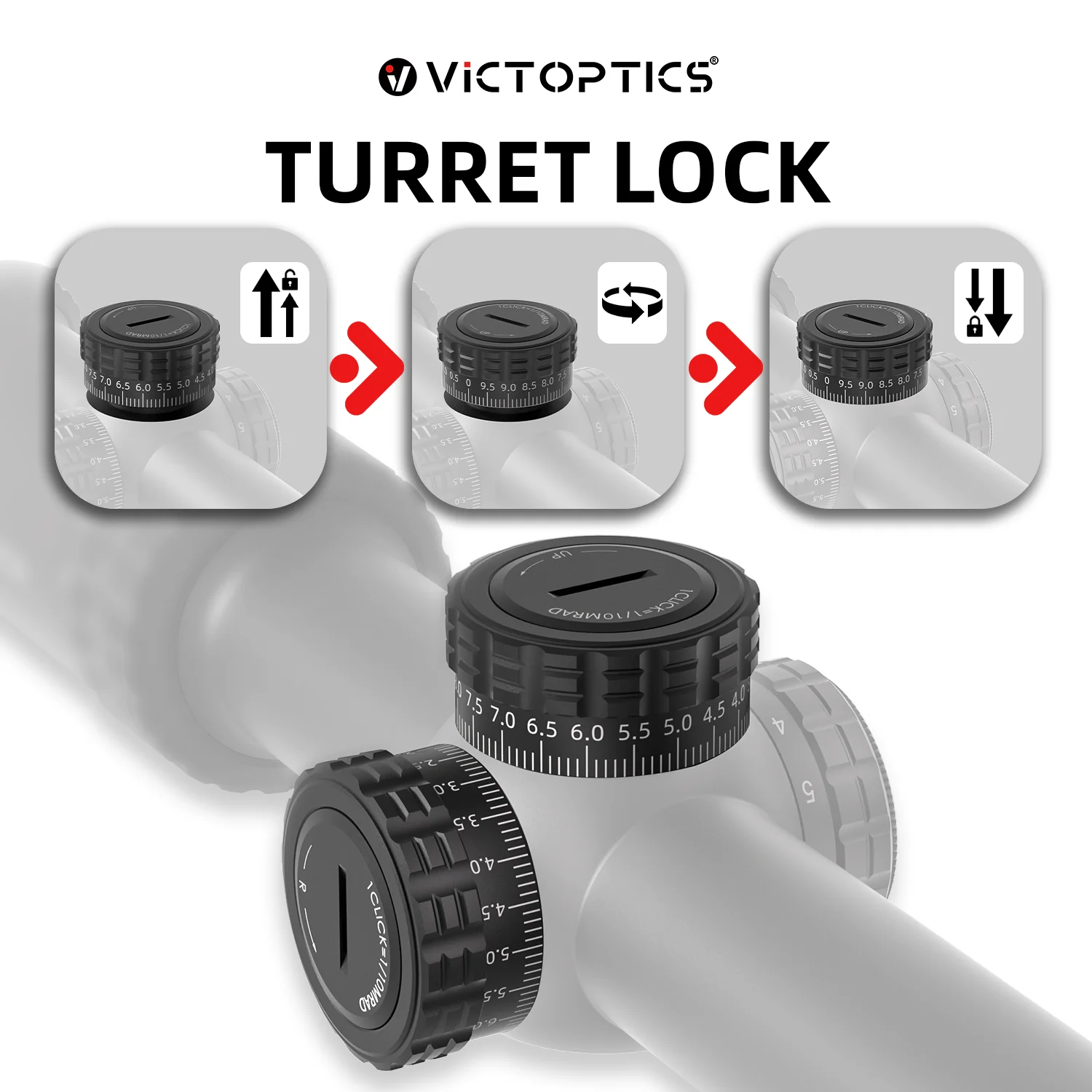 VictOptics S10 1-10x24 SFP Mira telescópica con iluminación roja y verde, sistema de bloqueo de torretas de ajuste y diseño de campo de visión amplio para la serie AR - imagen 5