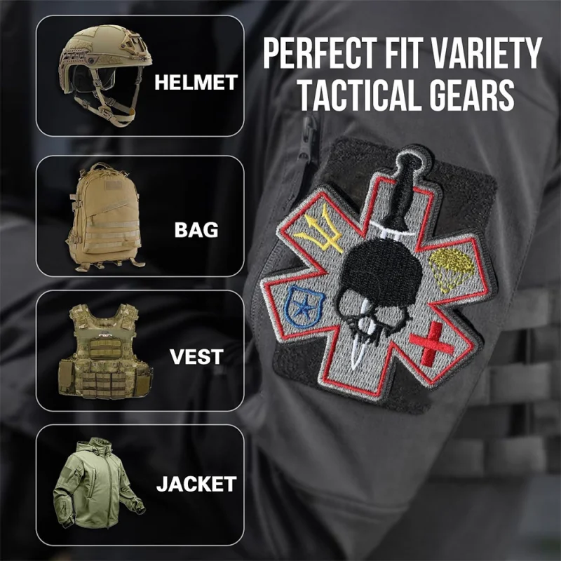 COMBAT MEDIC parche bordado cráneo chaleco táctico gancho y bucle insignia de moral mochila pegatina decorativa brazalete parches para ropa