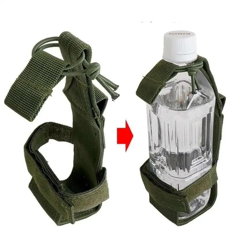 Soporte táctico para botella de agua, correas MOLLE, bolsa abierta para botella de agua, bolsa para acampar, mochila, accesorios para ciclismo y caza - imagen 2