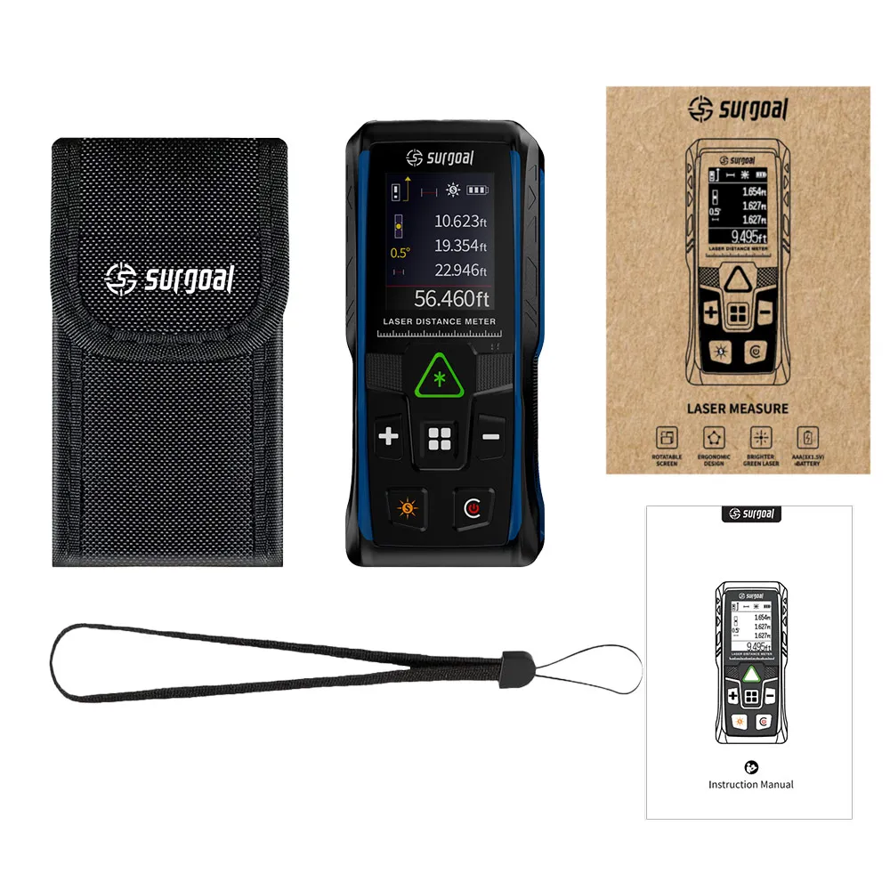 Telémetros láser verdes con pantalla a color, 100m, multifunción, con medidor de vibración de nivel Digital, cinta láser - imagen 2