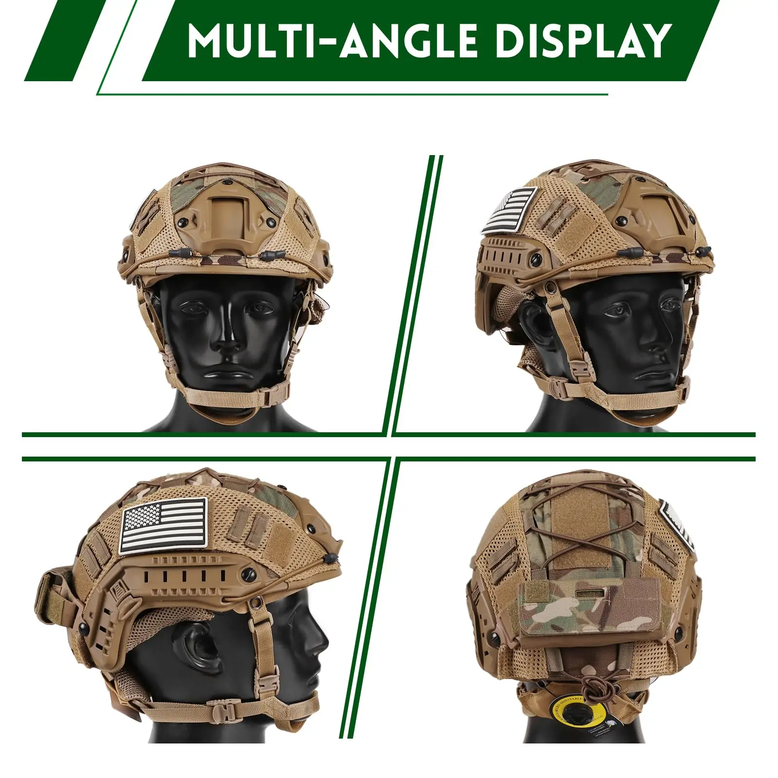 Set casco táctico ajustable con bolsa contrapeso y funda Airsoft - imagen 4