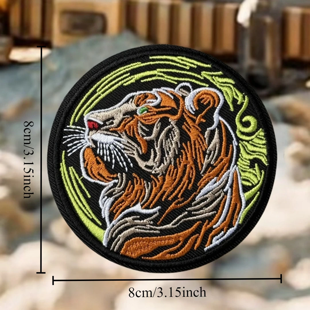 Parche de insignia de moral divertido, emblema militar, brazalete táctico, parches de gancho y bucle bordados de tigre para ropa, pegatinas para mochila - imagen 2