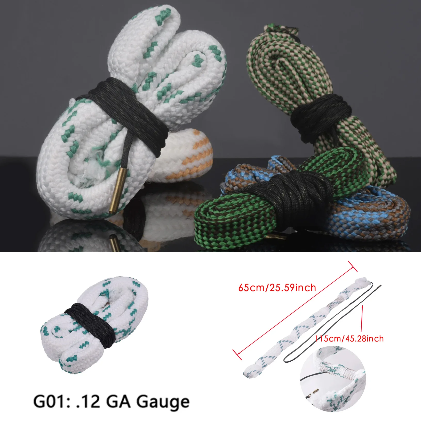 Kit de limpieza de pistola táctica, tapete limpiador de agujeros, cuerda calibre de barril de Rifle, 9x19mm, 12GA.17.22.30.38.223.308 7.62x39 5.45x39 Ruger - imagen 4