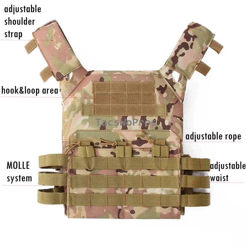 Chaleco táctico ajustable para exteriores, armadura corporal JPC Molle, chaleco portador de placa, chalecos multifuncionales para tiro, combate y caza - imagen 3
