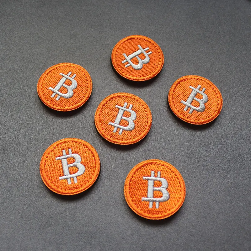 Personalidad trompeta redonda bordado 3D Bitcoins modelado moral capítulo DIY parche de costura mochila bolsa al aire libre pegatinas - imagen 5