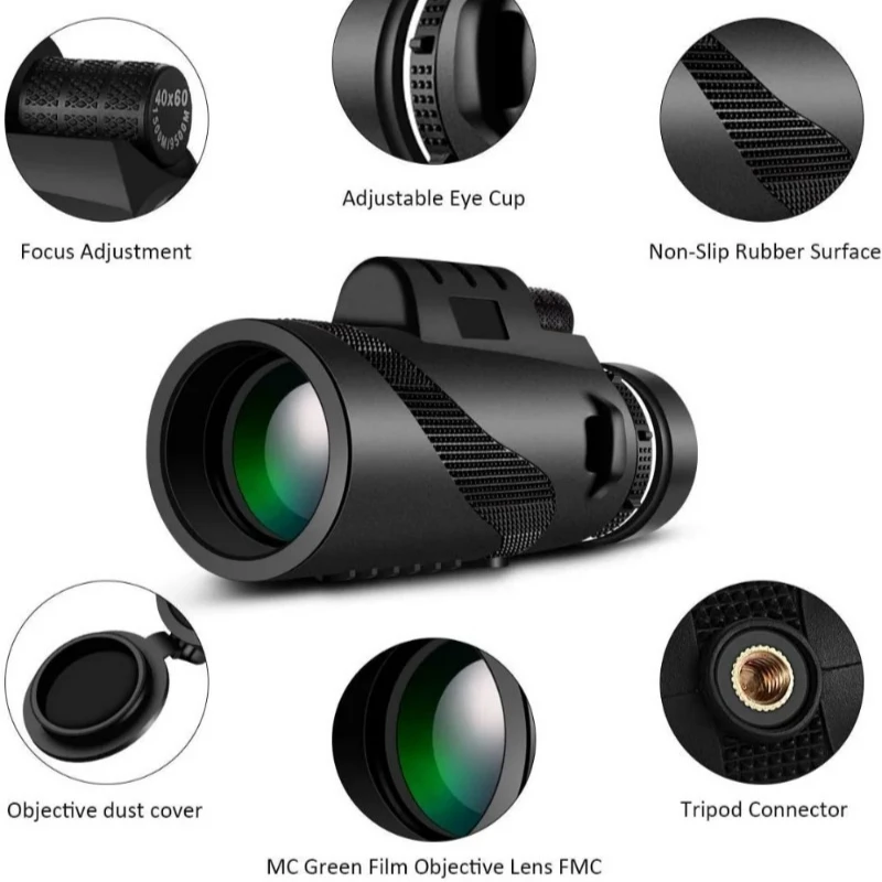 Telescopio Monocular HD de alta potencia 80X100, prisma BAK4 con Zoom de largo alcance y trípode, Clip para teléfono para caza al aire libre, Camping y turismo - imagen 4