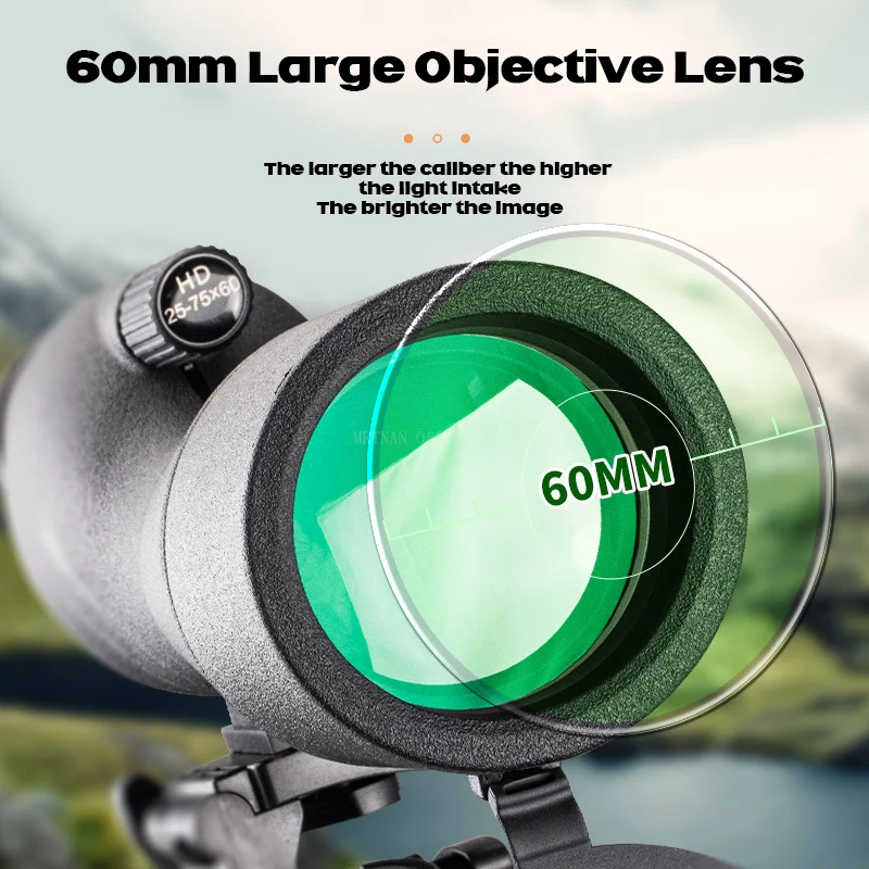 Prismáticos Bak4 con trípode para ver aves al aire libre, monoculares potentes HD, telescopio, Zoom, 25-75x60 - imagen 5