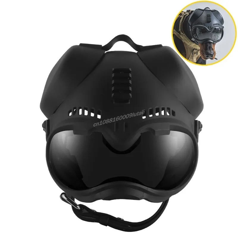 Casco táctico K9 para perros, equipo de protección para motocicleta para mascotas con gafas, casco para perros de patrulla, casco para perros pastor, equipo Airsoft para caza al aire libre - imagen 2