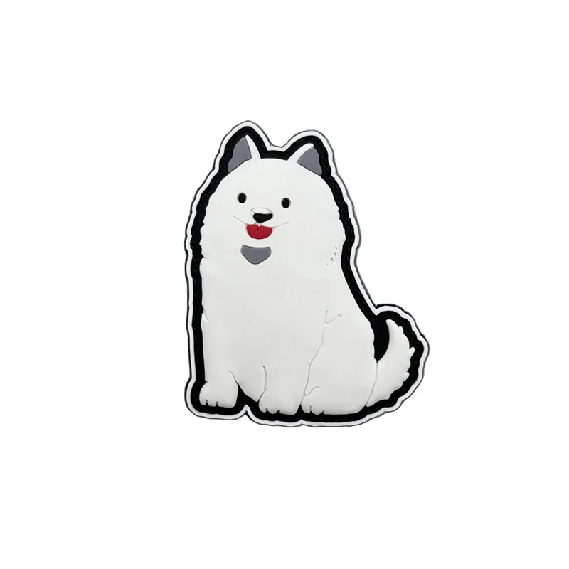 Parche de gancho y bucle de cachorro blanco de dibujos animados, accesorios de PVC, parches de perro lindos brillantes, insignia moral al aire libre, insignias tácticas de ropa - imagen 5