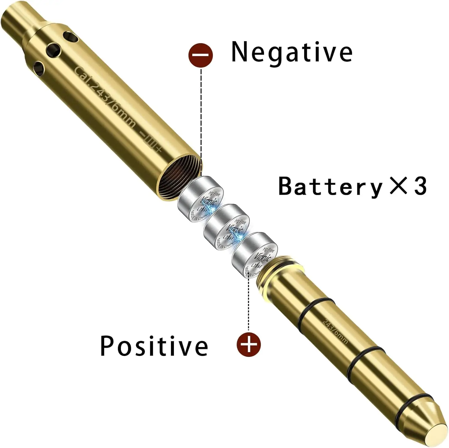 Pistola láser para mira telescópica, puntero láser de punto rojo, colimador de cartucho, puntero láser para 6mm, 6,5mm, 7,62mm/308Win.22lr - imagen 2